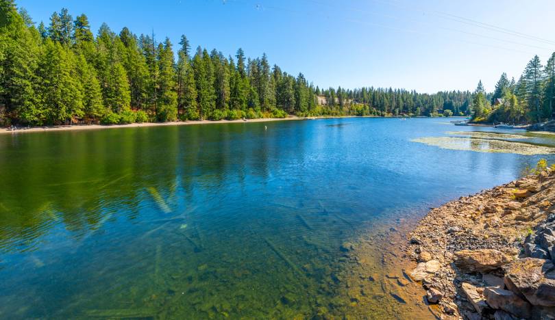 Spirit Lake Idaho with mountain reflections